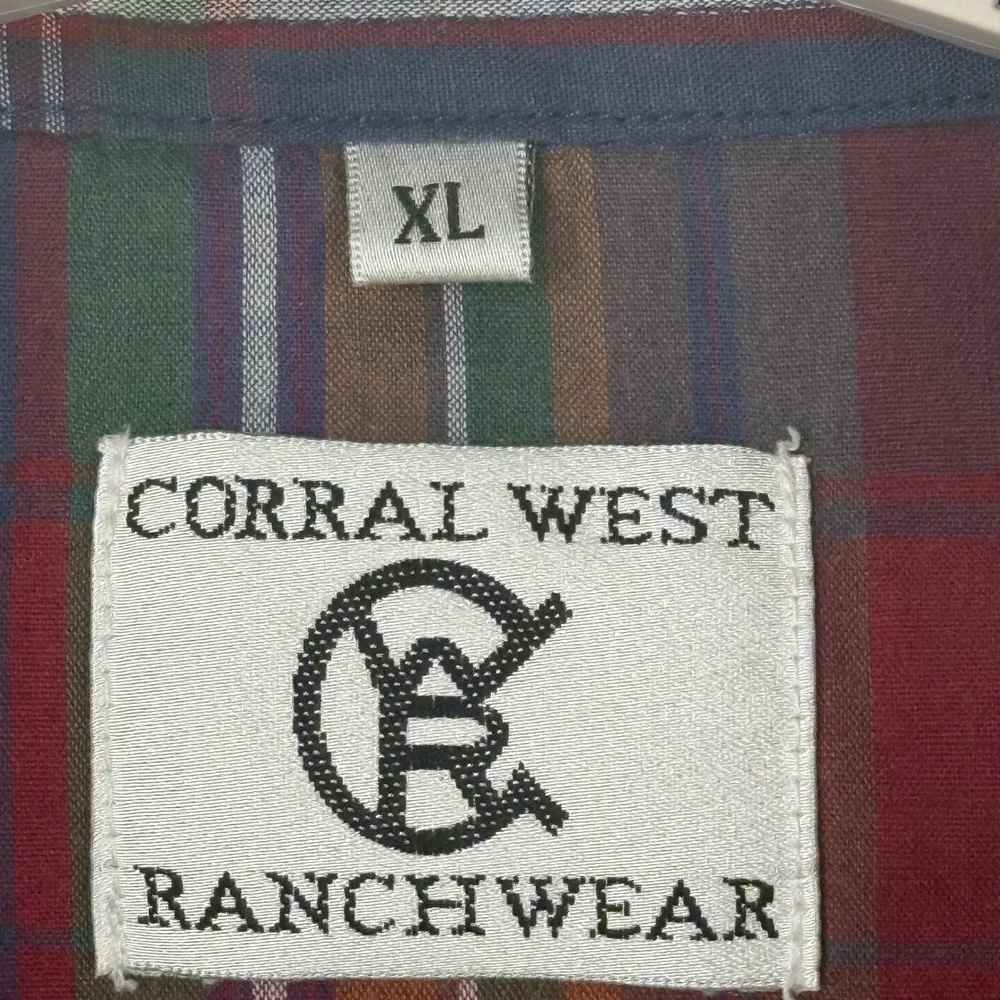 Corral West Ranchwear Men XL Plaid Long Sleeve‎ Pearl Snap Western Shirt Rodeo